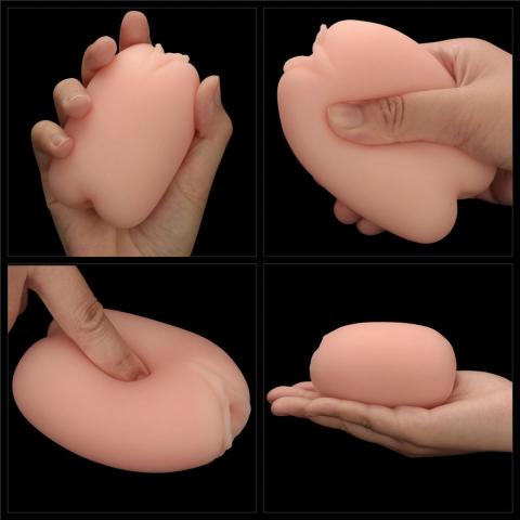 Dwustronny masturbator pochwa i anus z TPE – naturalny