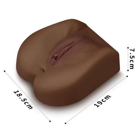 Czarny masturbator waginalno-analny TPE 19 cm – realistyczne wnętrze