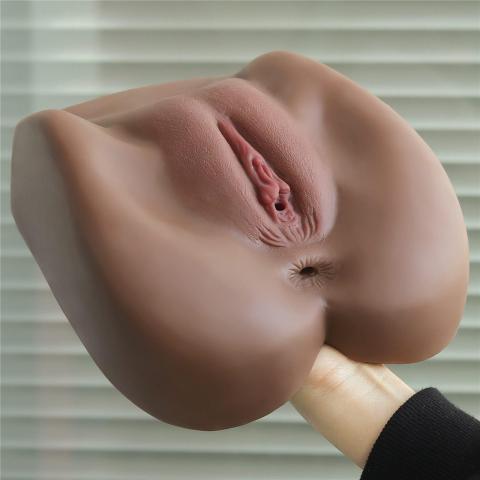 Czarny masturbator waginalno-analny TPE 19 cm – realistyczne wnętrze