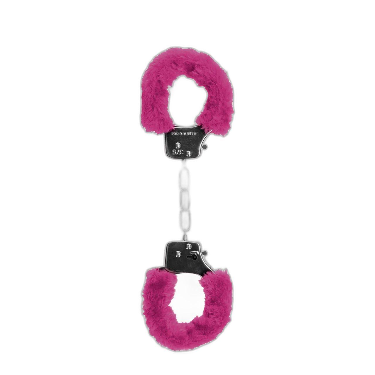 Różowe kajdanki BDSM z futerkiem i szybkim uwolnieniem | Loris.pl