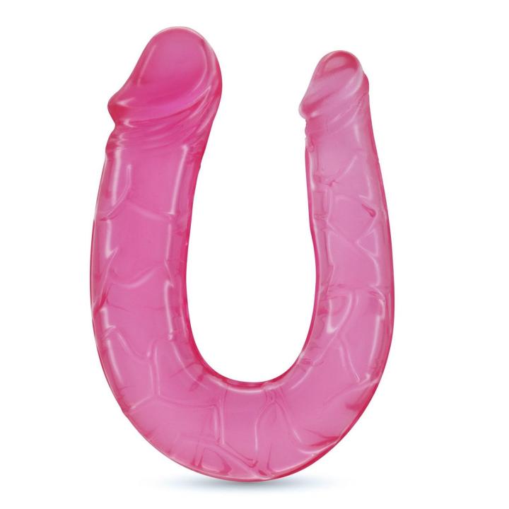 Podwójne dildo różowe + lubrykant analny 50 ml | Zestaw do podwójnej penetracji