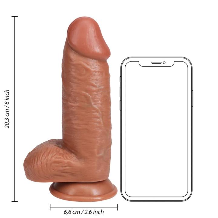 Grube realistyczne dildo 20,3 cm cieliste | Przyssawka i baza do uprzęży