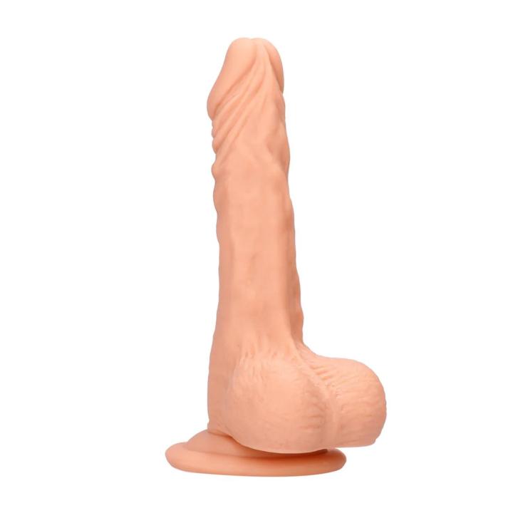 Realistyczne dildo z jądrami 17 cm TPE typu skin z przyssawką | Loris.pl