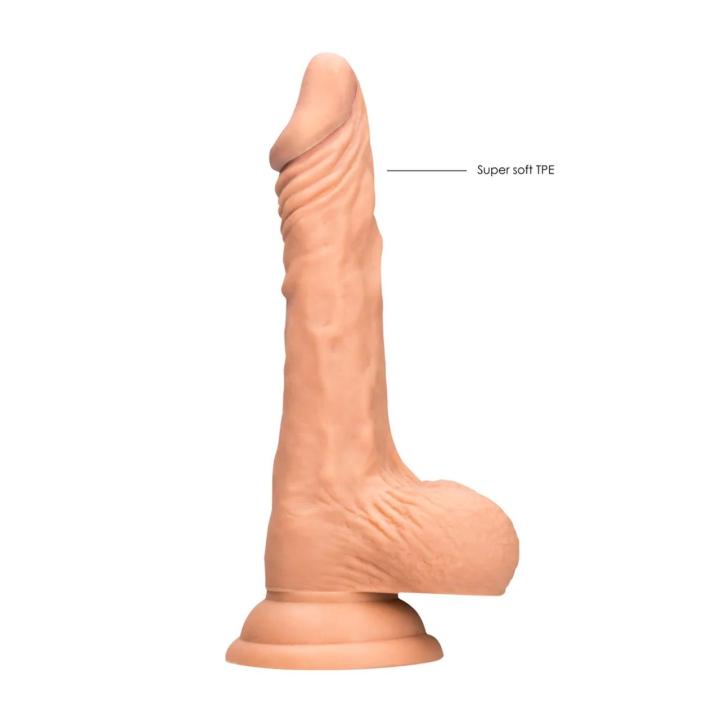 Realistyczne dildo z jądrami 17 cm TPE typu skin z przyssawką