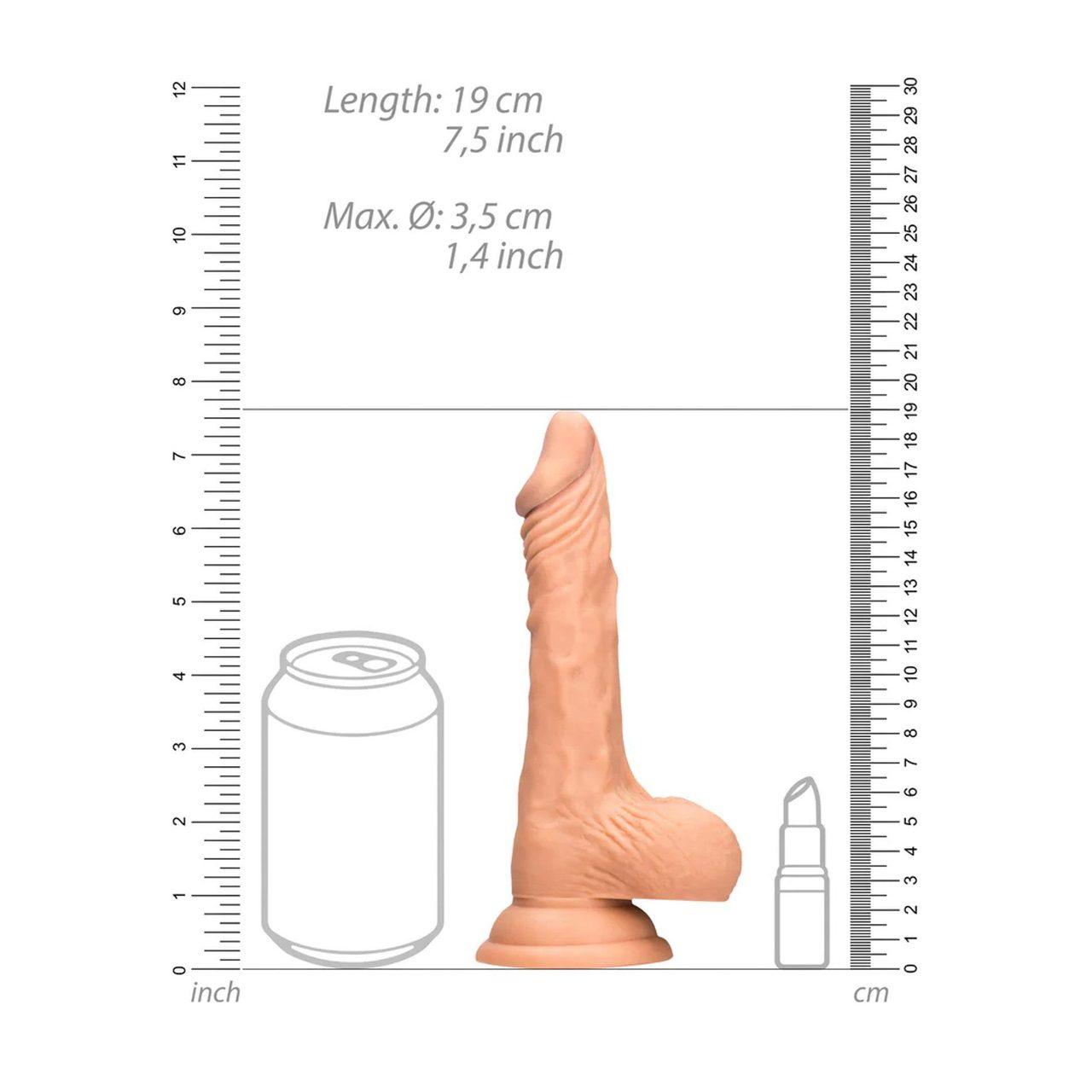 Realistyczne dildo z jądrami 17 cm TPE typu skin z przyssawką | Loris.pl
