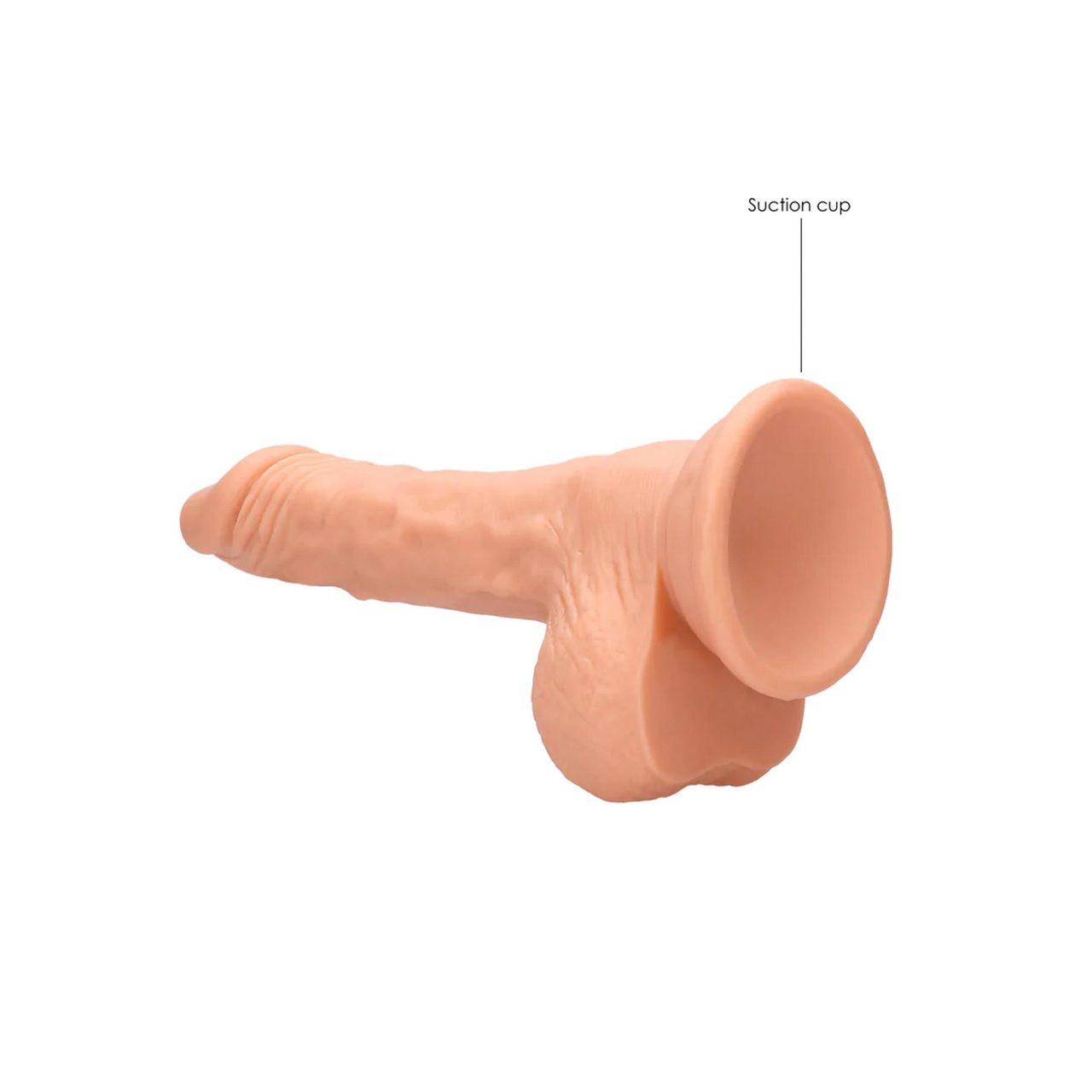 Realistyczne dildo z jądrami 17 cm TPE typu skin z przyssawką | Loris.pl
