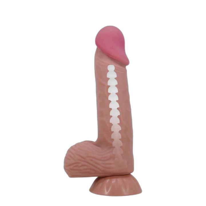 Realistyczne dildo 20,6 cm z przyssawką i skórą TPR | Loris.pl