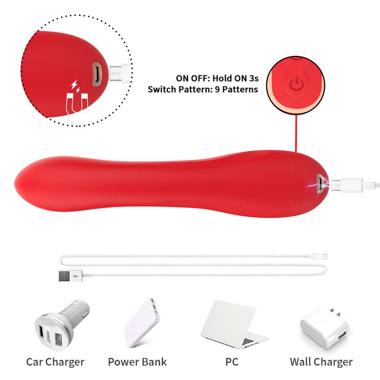 Czerwony wibrator króliczek do punktu g 9 trybów usb-c | Loris.pl