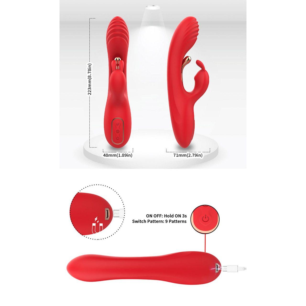 Czerwony wibrator króliczek do punktu g 9 trybów usb-c | Loris.pl
