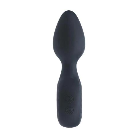 Wibrujący plug analny z pętlą, silikonowy, czarny, ładowany USB