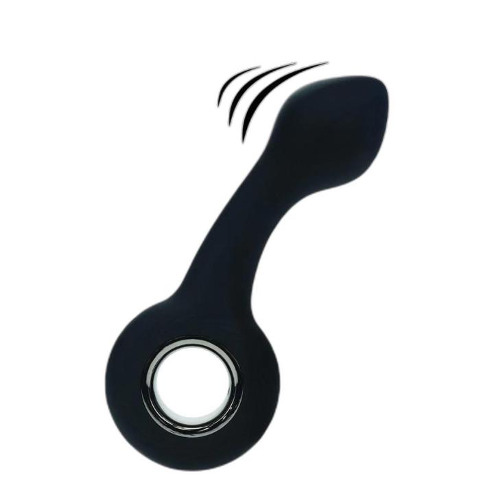 Silikonowy masażer prostaty z wibracjami i pętlą czarny | Loris.pl
