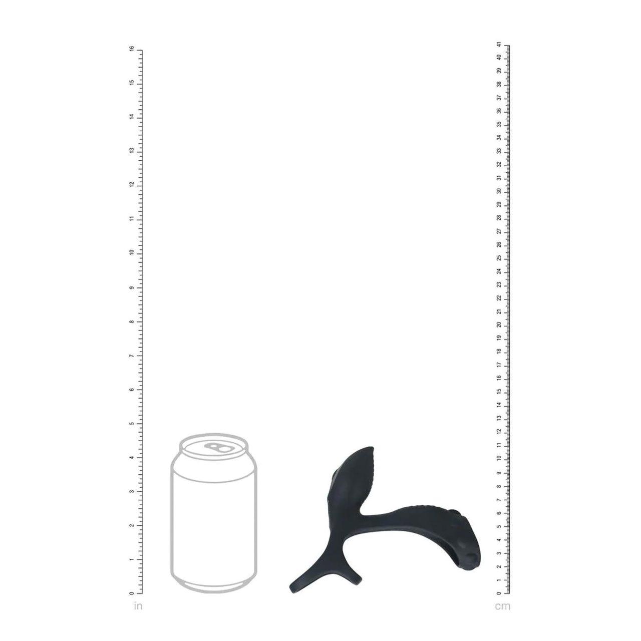 Wibrujący pierścień na penisa i jądra z pętlą | Silikon | Czarny