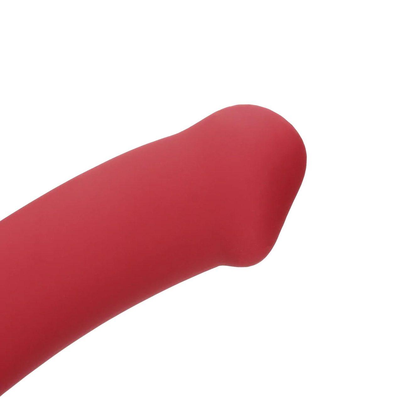 Duże wibrujące dildo malinowe strap-on – intensywna stymulacja | Loris.pl