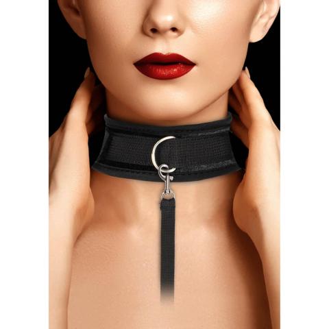 Aksamitna obroża BDSM z smyczą 120 cm | Regulowana na rzep