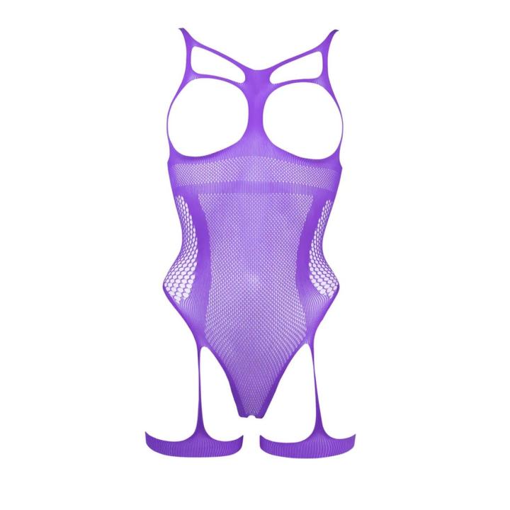 Siatkowe body teddy open cup z paseczkami one size