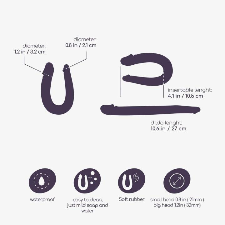 Podwójne dildo 27 cm fioletowe | Stymulacja waginalna i analna