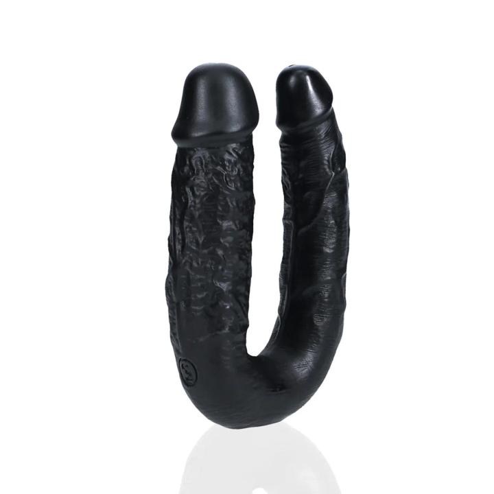 Podwójne dildo U 12,7 cm czarne – stymulacja dla par | Loris.pl