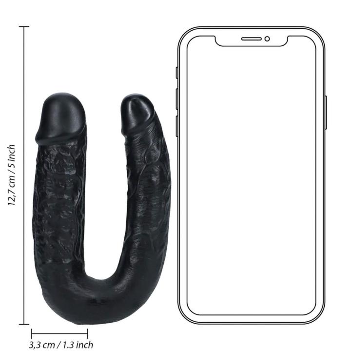 Podwójne dildo U 12,7 cm czarne – stymulacja dla par