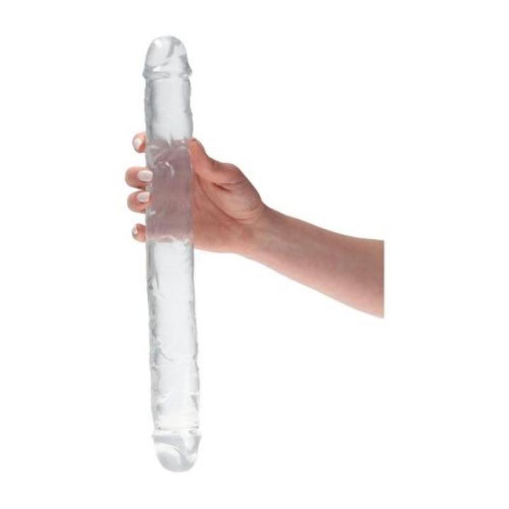 Podwójne dildo elastyczne z realistycznymi żyłkami
