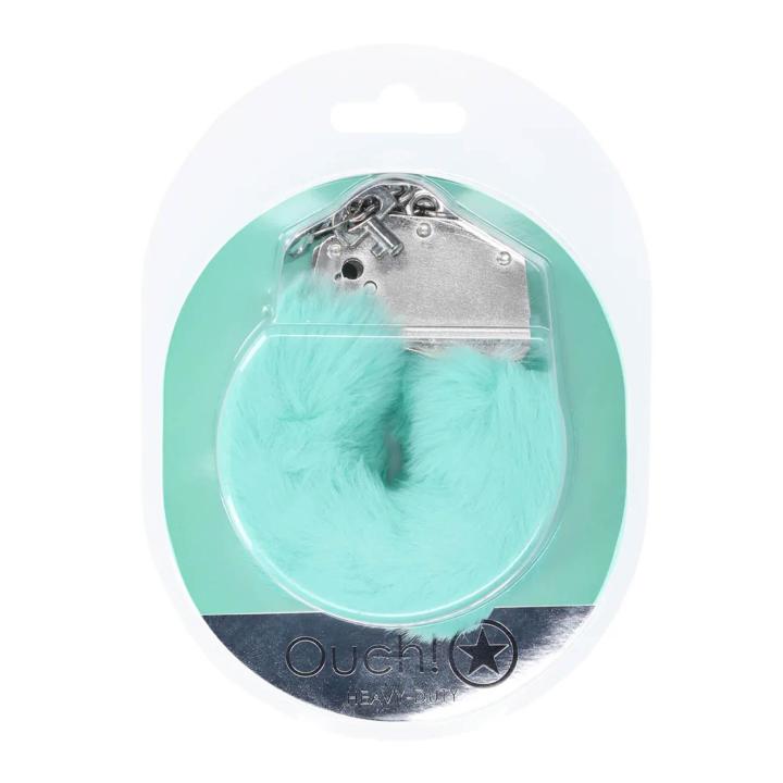Puszyste kajdanki BDSM z szybkim uwolnieniem – pudrowa zieleń | Loris.pl