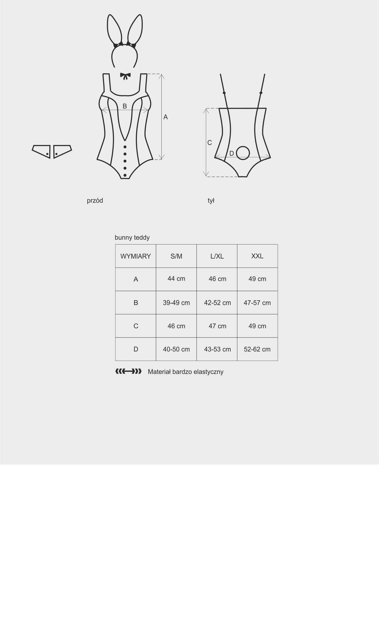 Kostium Obsessive czarny króliczek, zmysłowy i figlarny