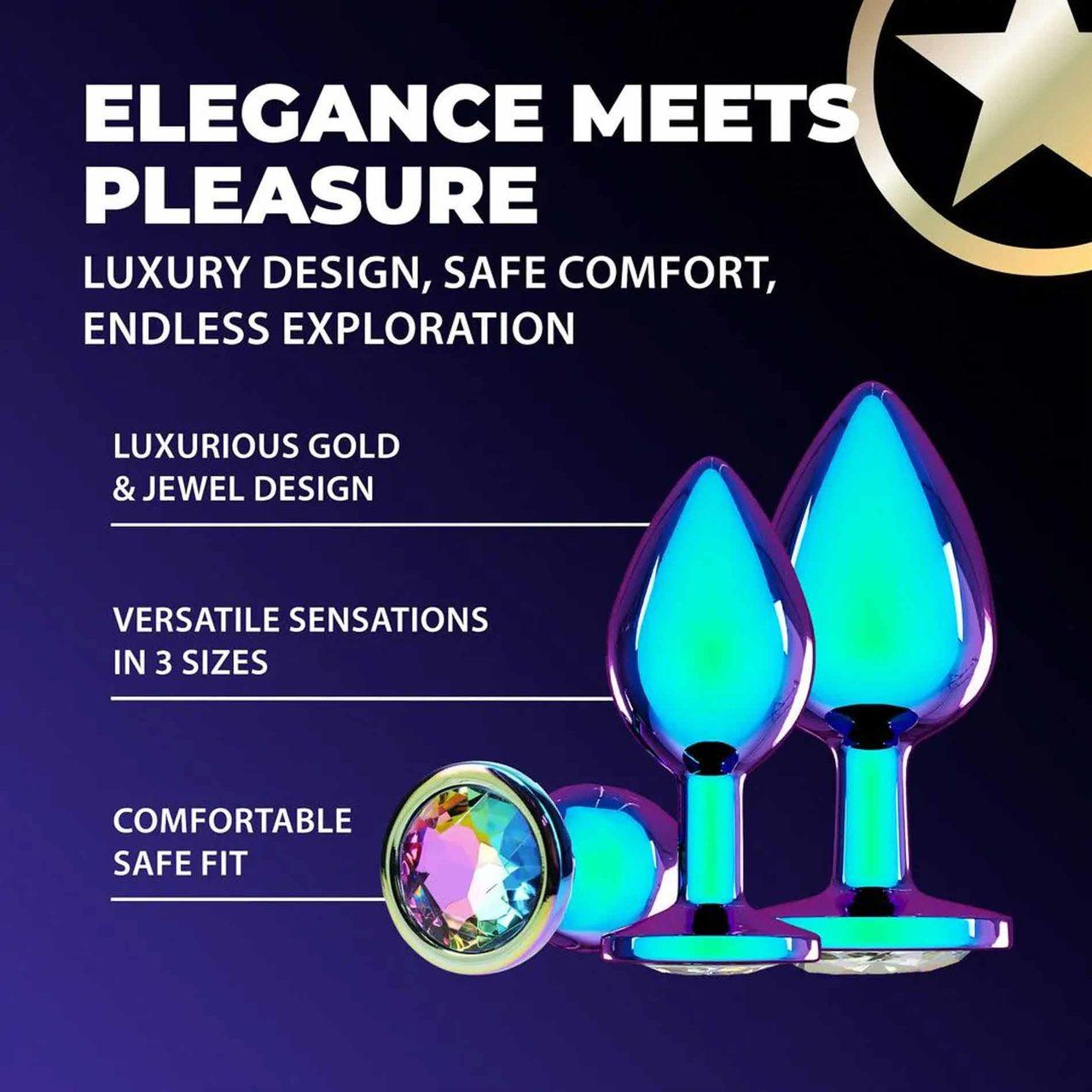 Zestaw metalowych korków analnych 3 szt. iryzujące wykończenie | Loris.pl