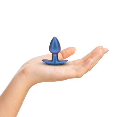 Mały korek analny 6,5 cm metaliczny niebieski | Silikon