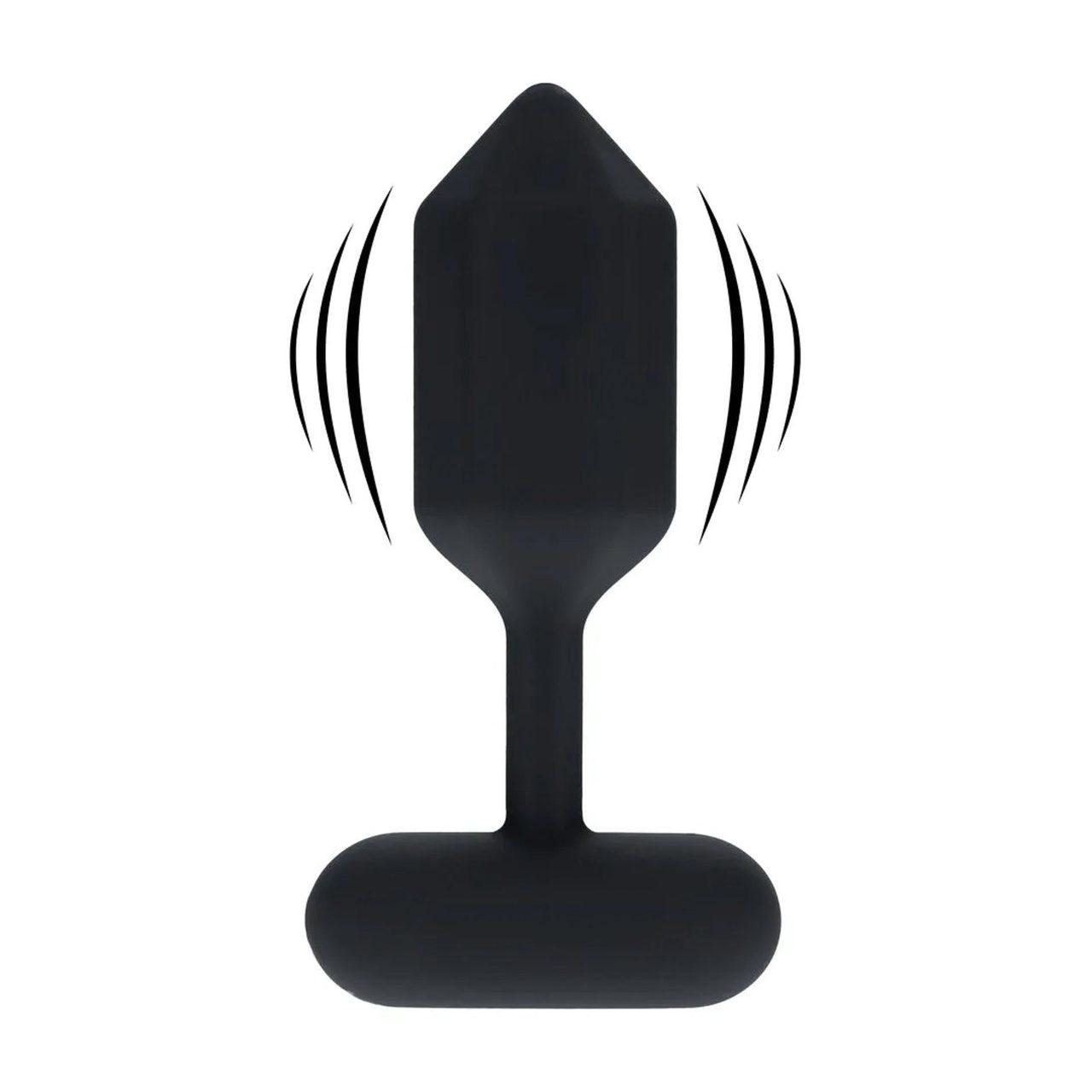 Wibrujący korek analny M silikonowy czarny | Heksagonalny profil | Loris.pl