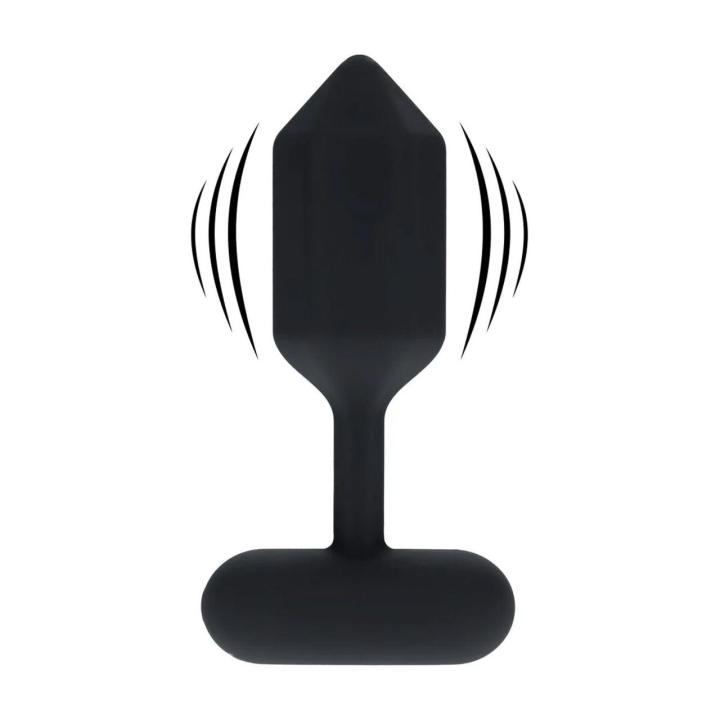 Wibrujący korek analny M silikonowy czarny | Heksagonalny profil | Loris.pl