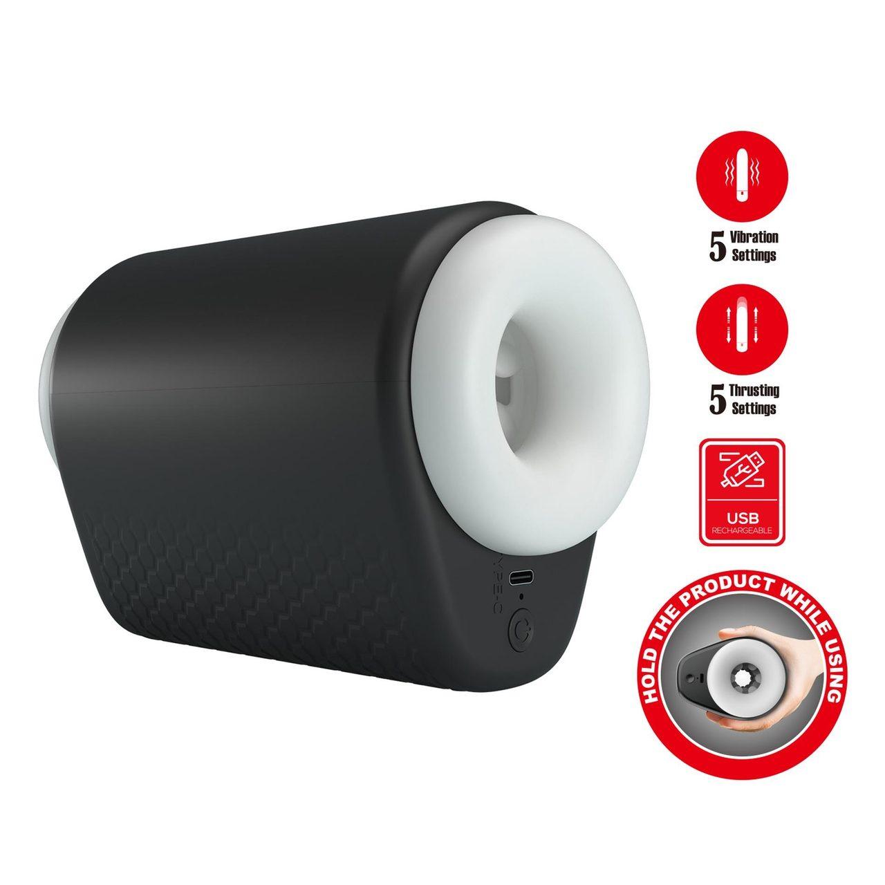 Masturbator z wibracją i ruchem posuwistym | 5 trybów + 5 ustawień | Loris.pl