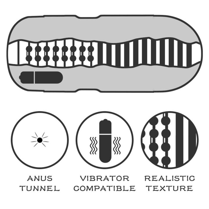 Wibrujący masturbator tunelowy analny 16 cm – pocisk i lubrykant