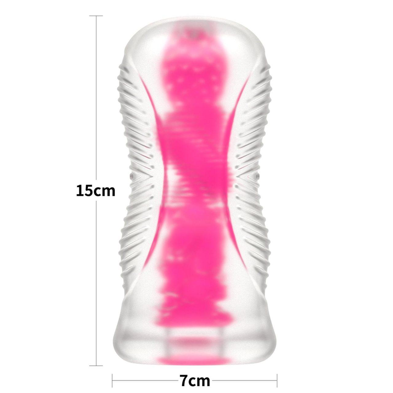 Świecący masturbator TPE 15,2 cm pink glow – teksturowany tunel | Loris.pl