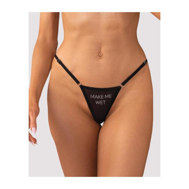 Transparentne stringi z cyrkoniami S/M – regulowane paski | Loris.pl