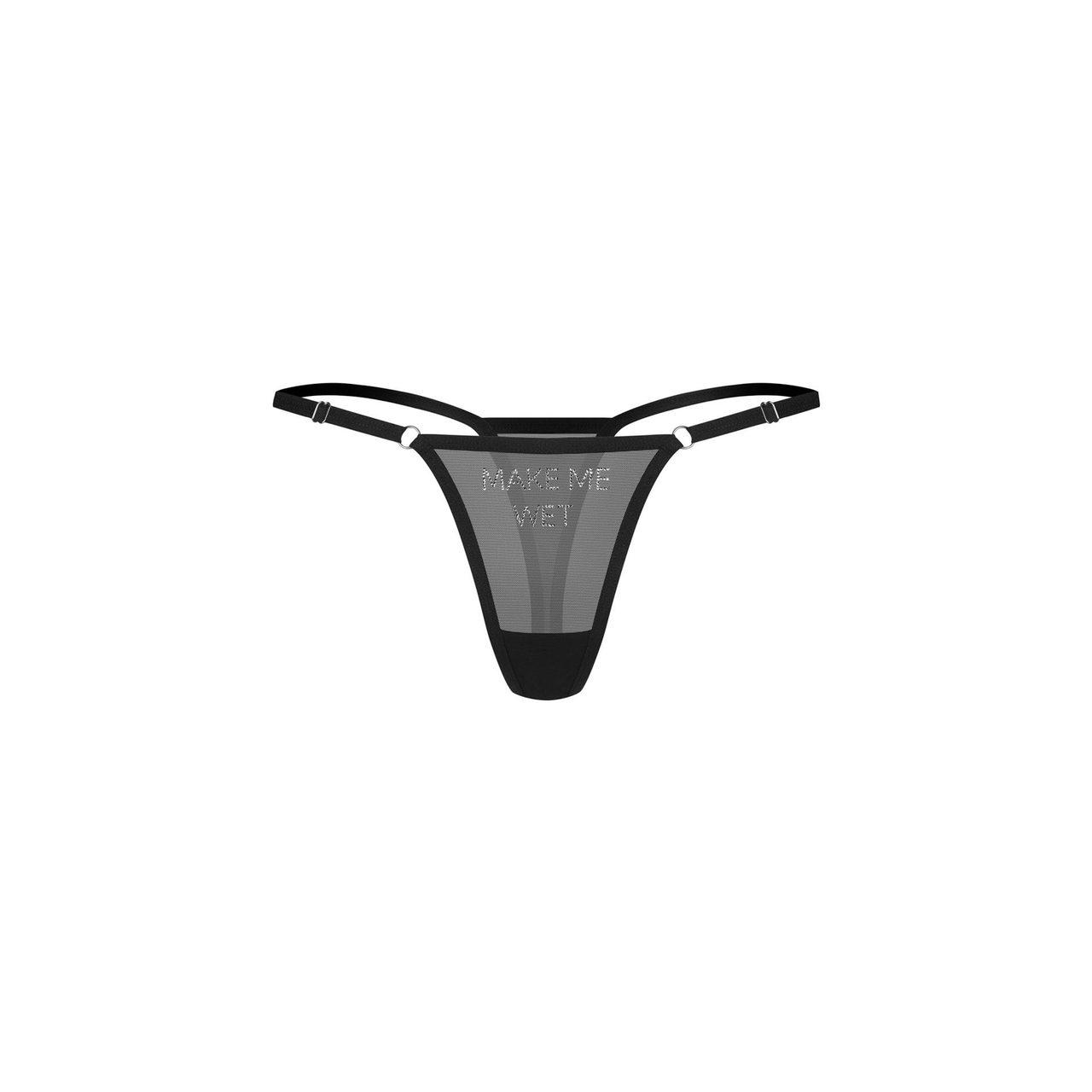 Transparentne stringi z cyrkoniami S/M – regulowane paski | Loris.pl