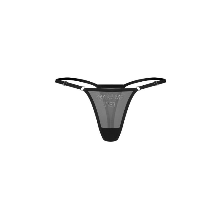 Transparentne stringi z cyrkoniami S/M – regulowane paski