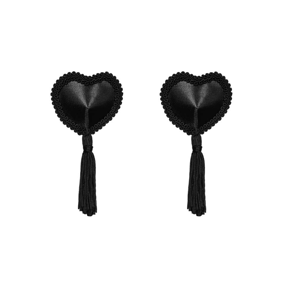 Czarne nasutniki Obsessive Tassel w kształcie serc 
