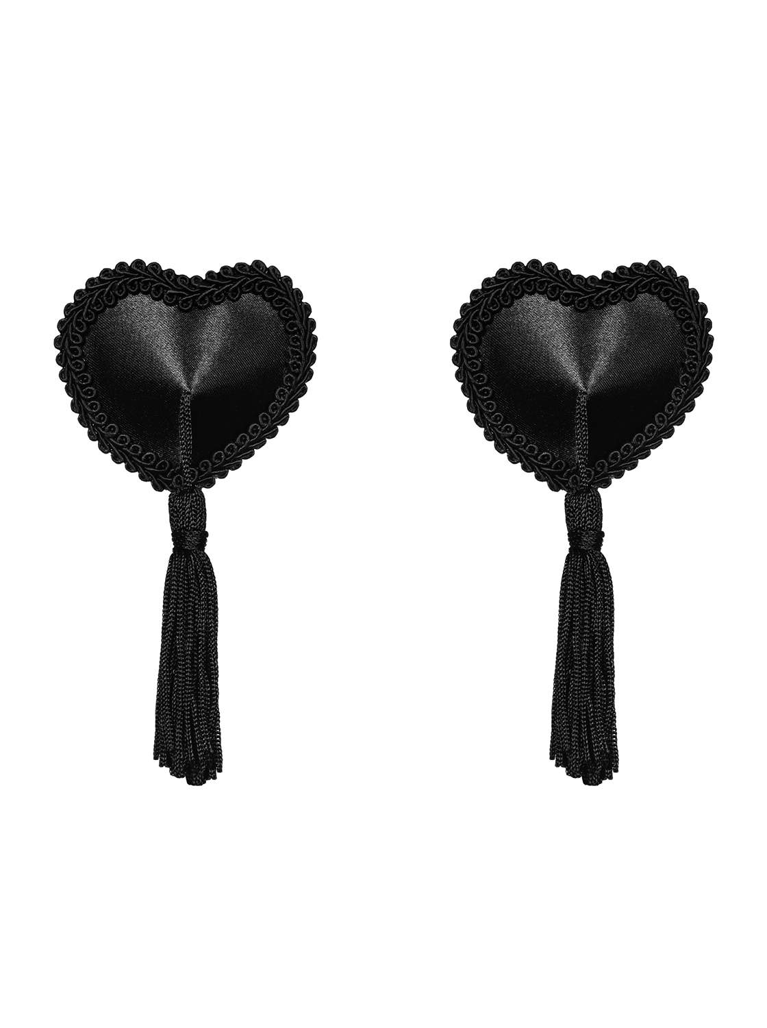 Czarne nasutniki Obsessive Tassel w kształcie serc 
