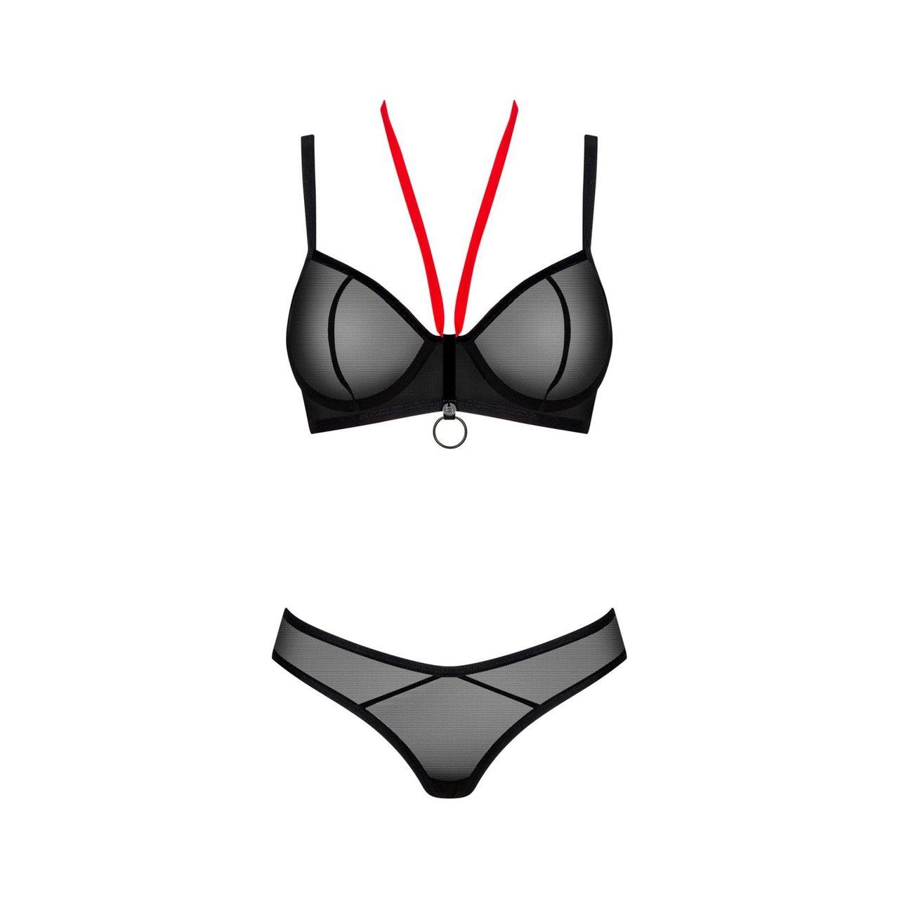 Czarny komplet bielizny 2-częściowy XS/S z fiszbinami | Loris.pl