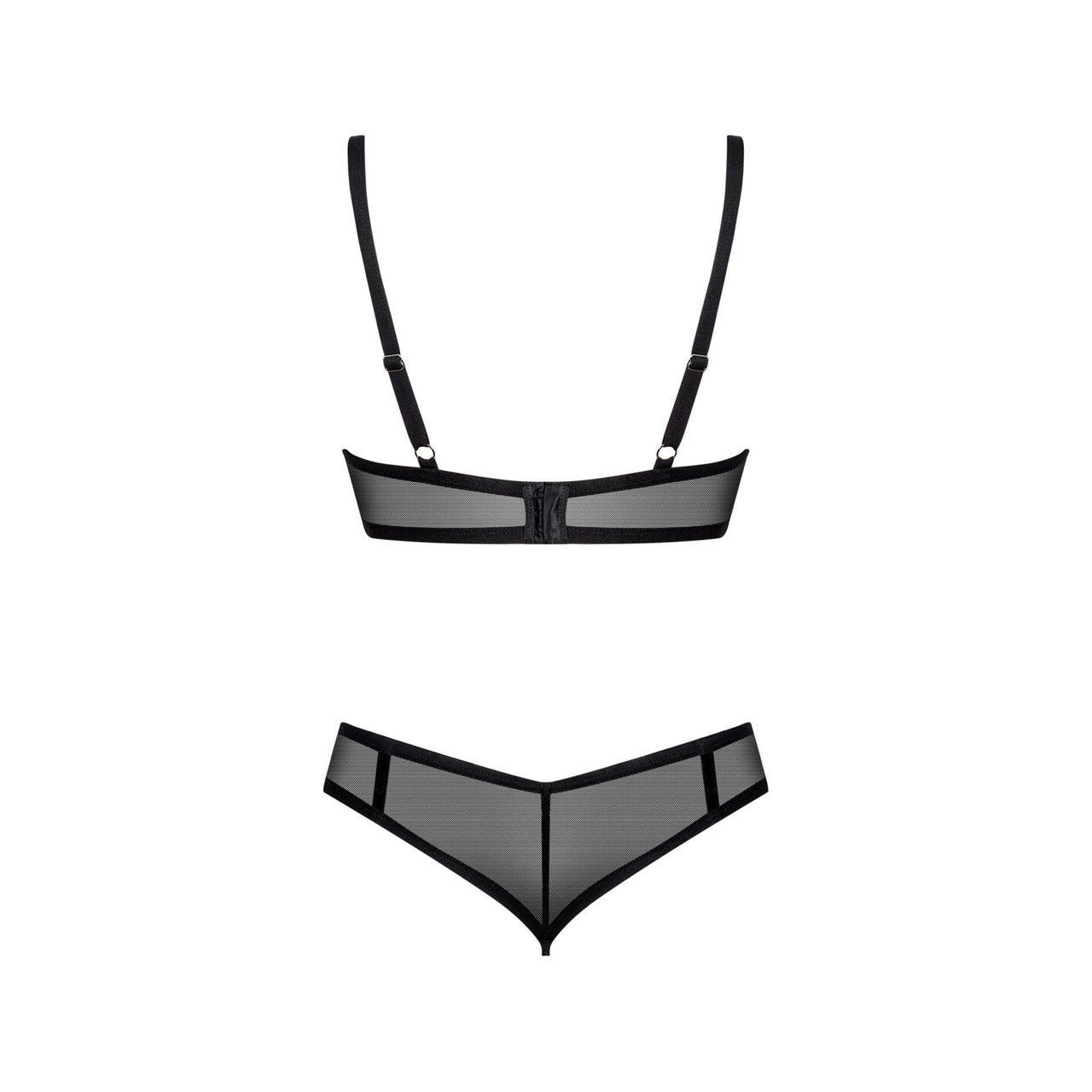 Czarny komplet bielizny 2-częściowy XS/S z fiszbinami | Loris.pl