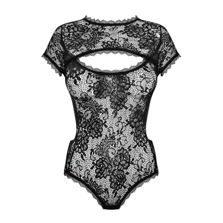 Koronkowe body L/XL z wiązaniem i rozcięciem nad biustem
