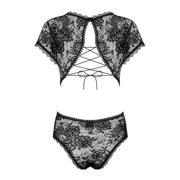 Koronkowe body L/XL z wiązaniem i rozcięciem nad biustem