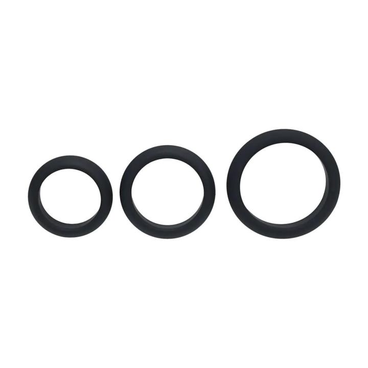 Zestaw 3 silikonowych pierścieni erekcyjnych bez wibracji czarne | Loris.pl