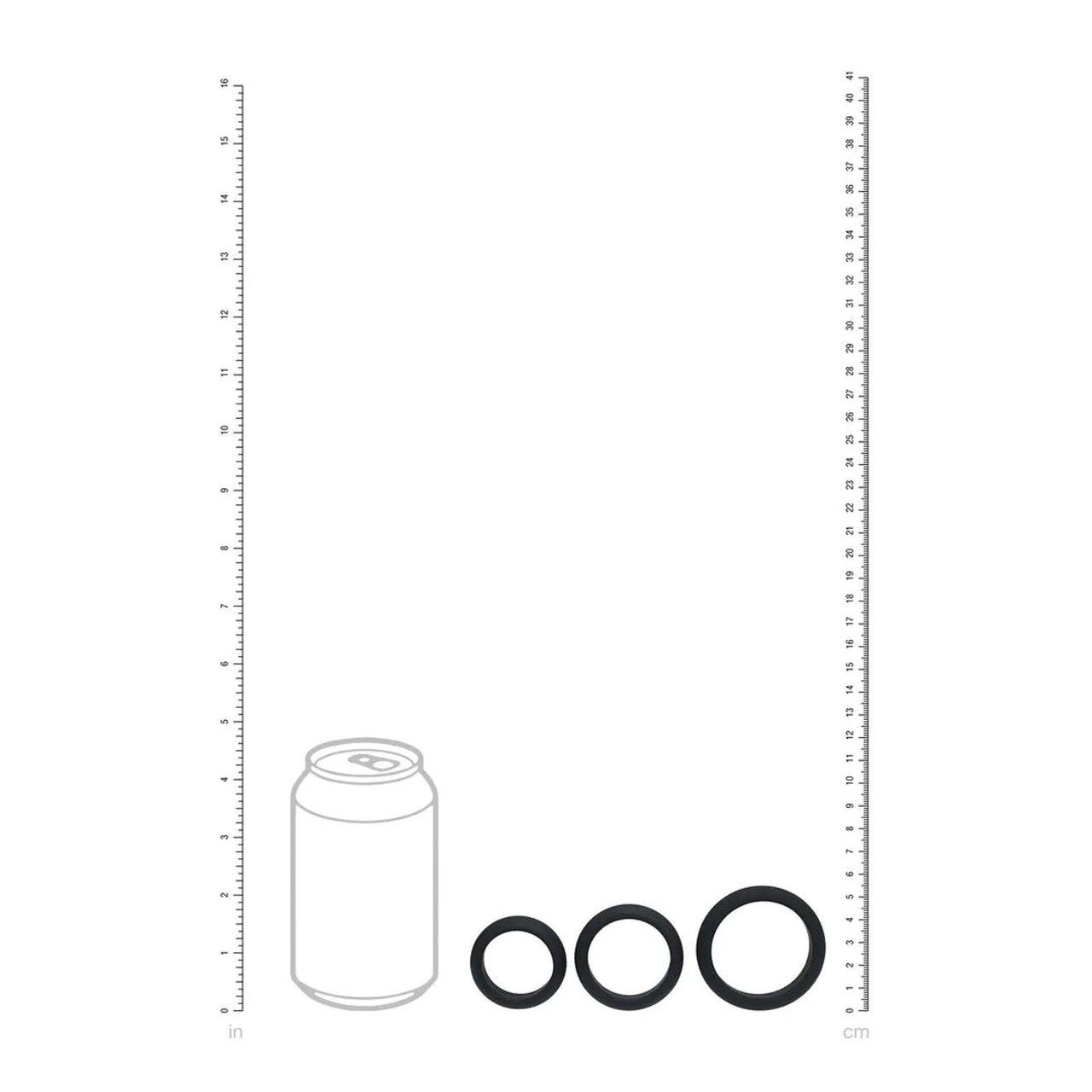 Zestaw 3 silikonowych pierścieni erekcyjnych bez wibracji czarne | Loris.pl