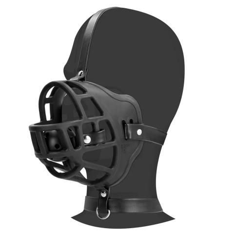 Czarny kaganiec BDSM z odpinanym gagballem | Knebel ball gag