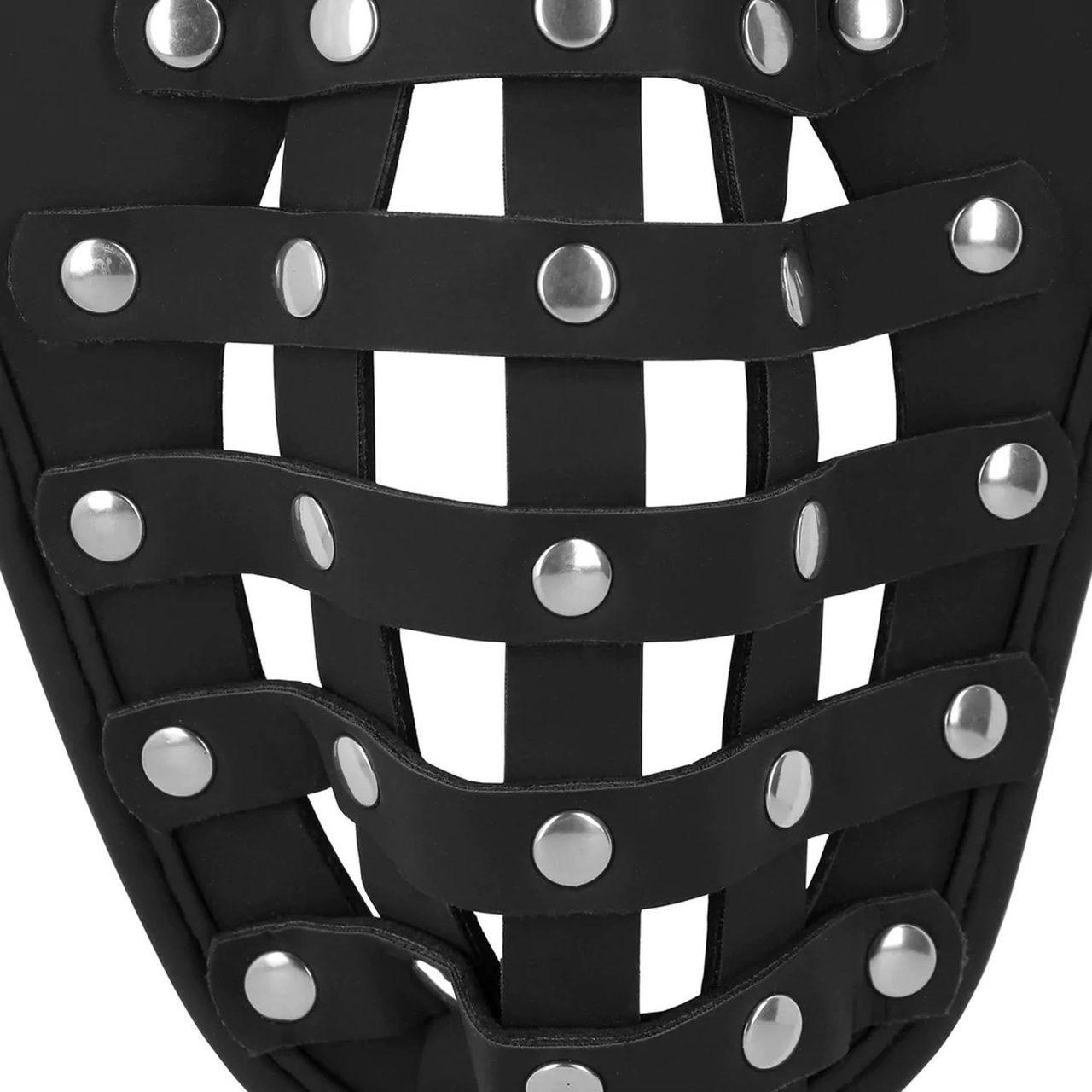 Czarny pas cnoty męski ze skóry PU z zamkiem i kluczykiem | Loris.pl