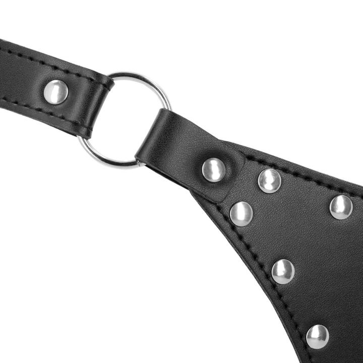 Czarny pas cnoty thong z łańcuchem ze stali | BDSM