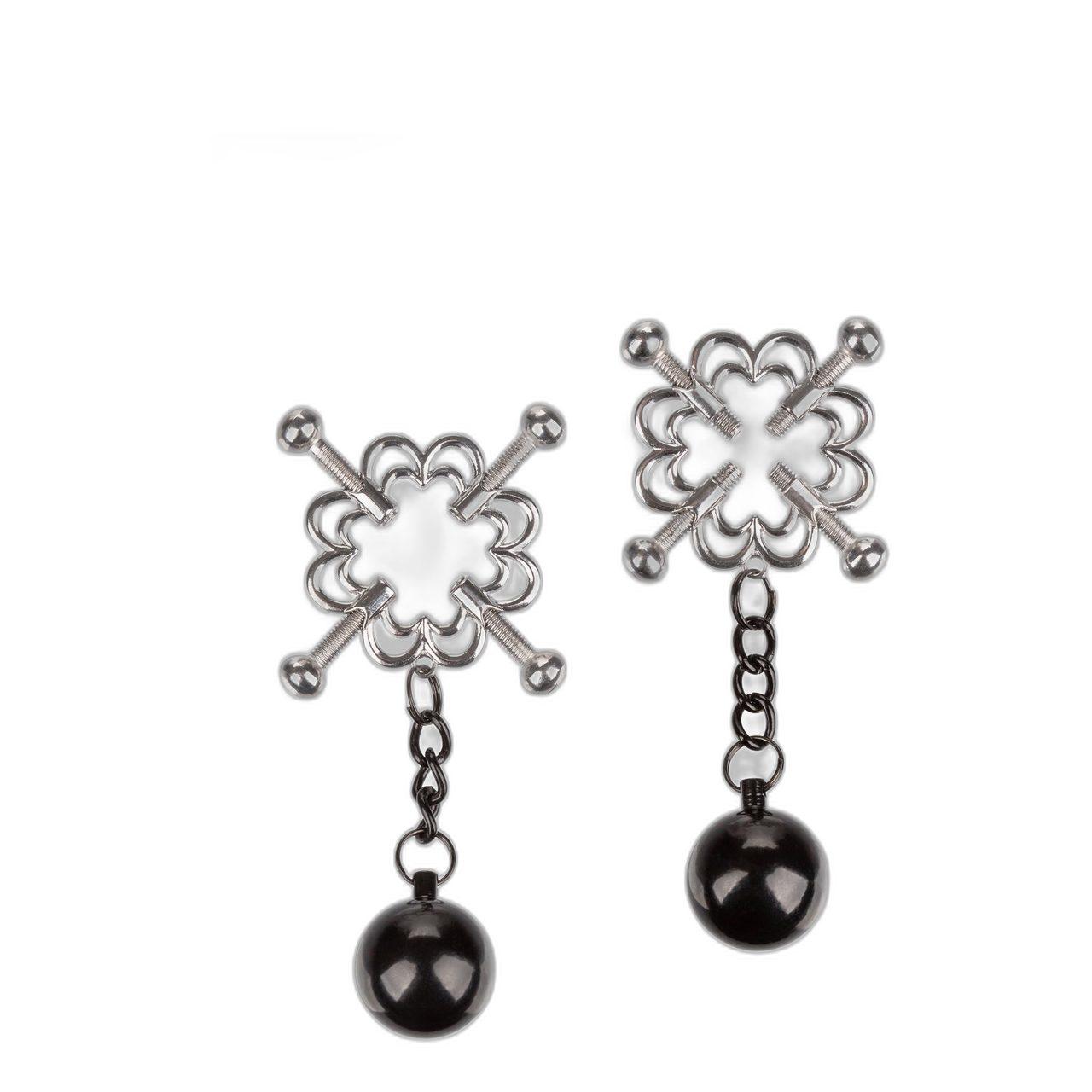 Metalowe klipsy na sutki z regulacją i obciążeniem 4 punktowym | Loris.pl