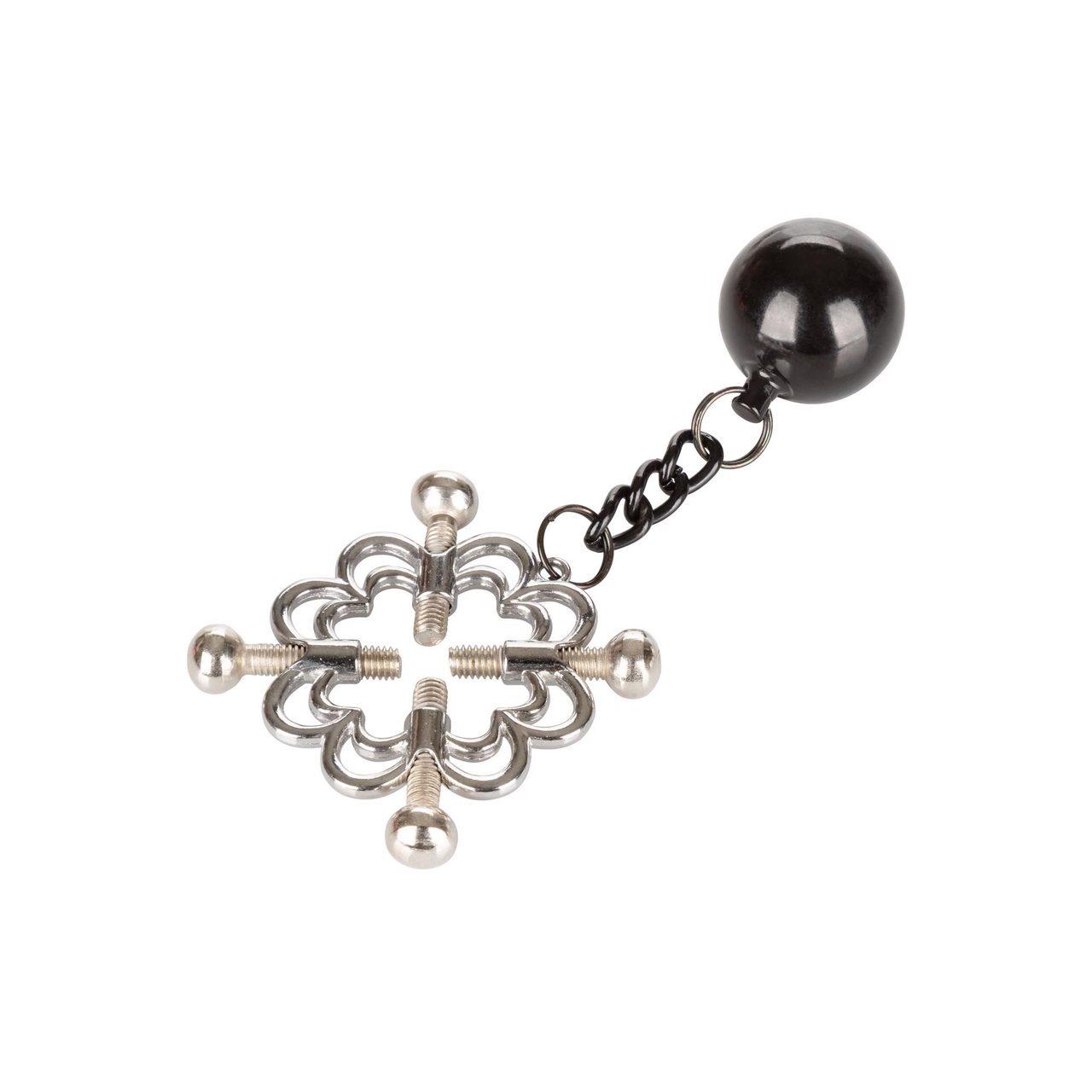 Metalowe klipsy na sutki z regulacją i obciążeniem 4 punktowym | Loris.pl