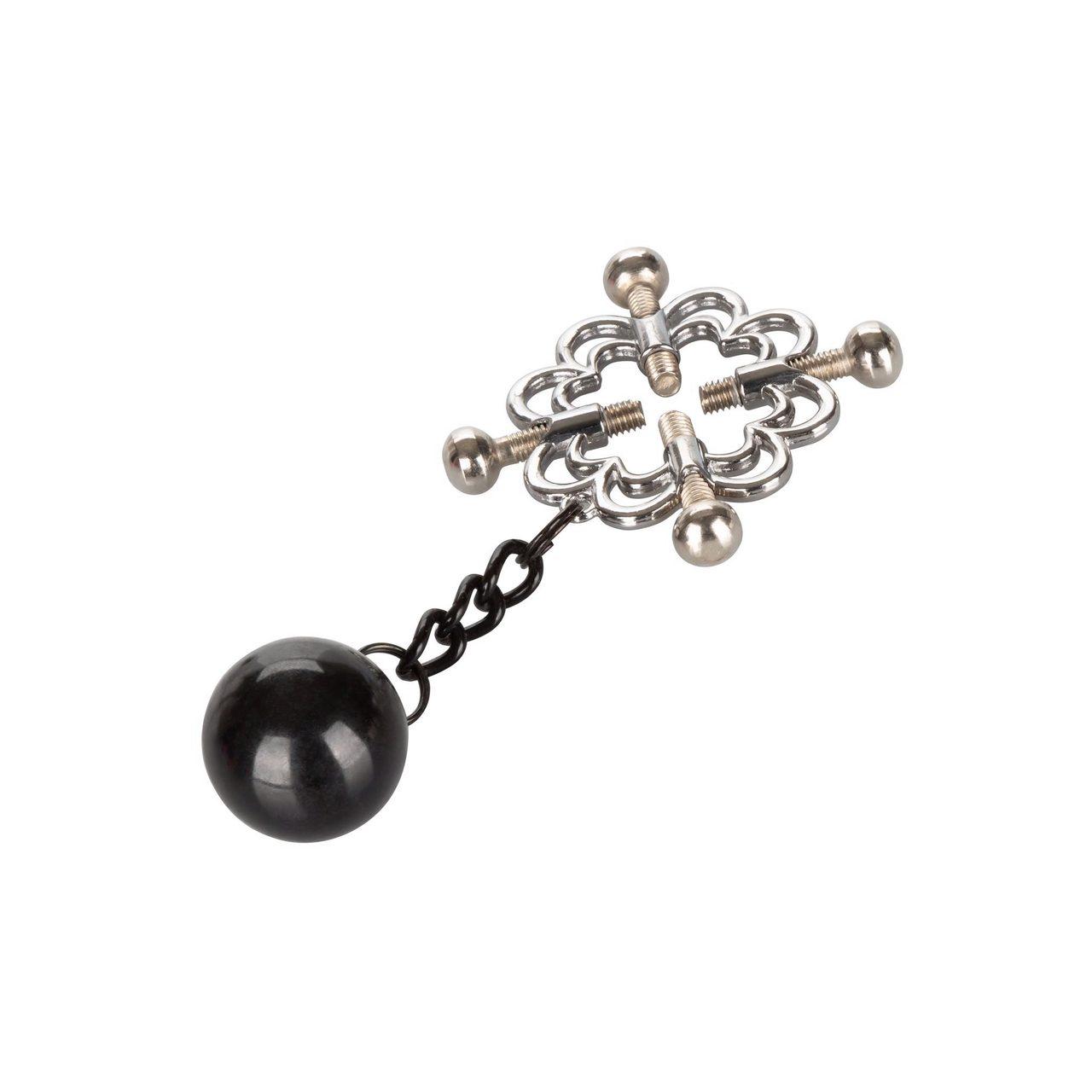 Metalowe klipsy na sutki z regulacją i obciążeniem 4 punktowym | Loris.pl