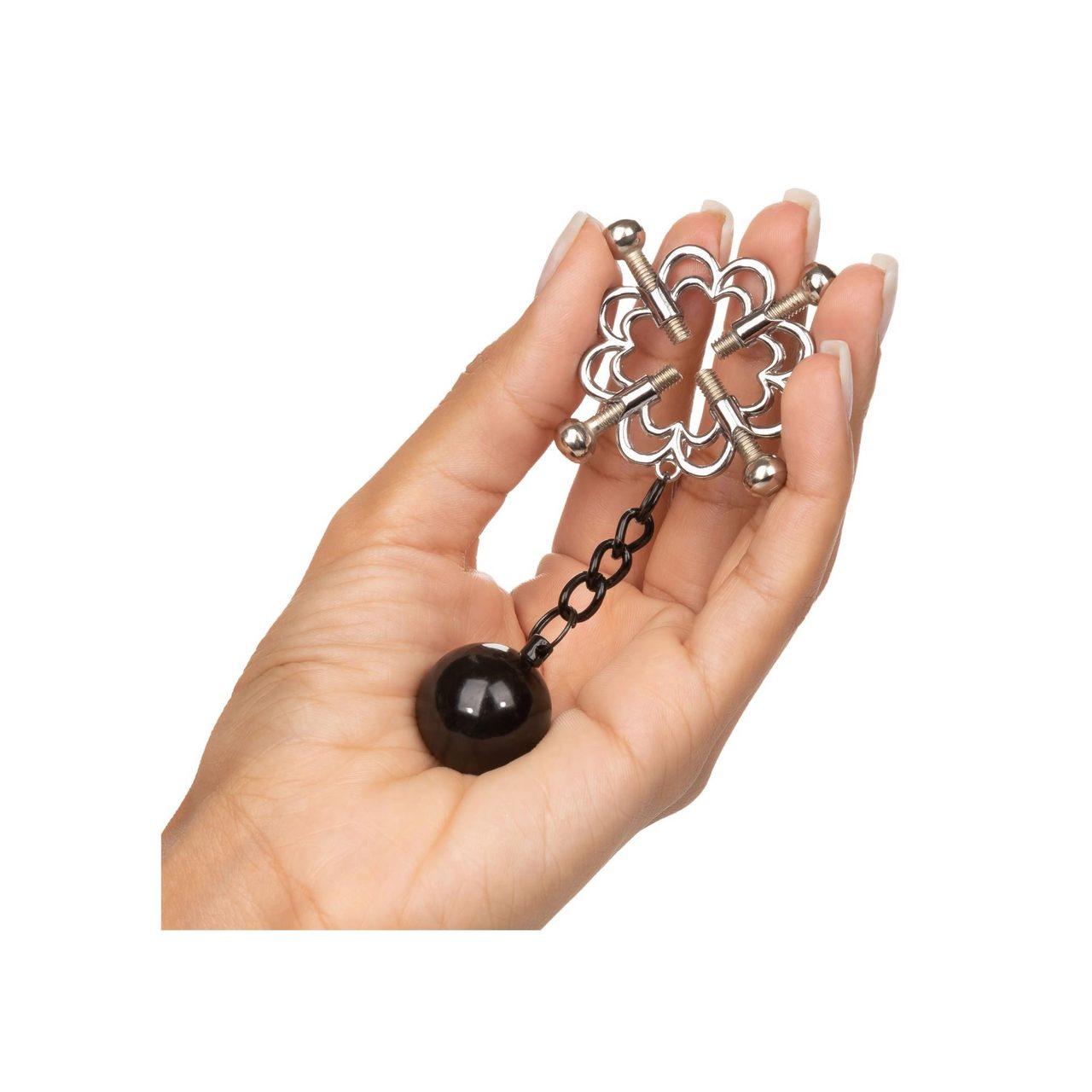 Metalowe klipsy na sutki z regulacją i obciążeniem 4 punktowym | Loris.pl